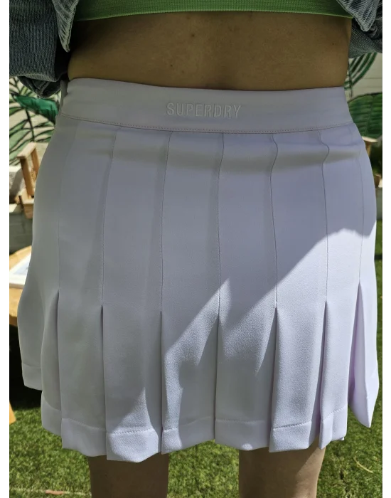 Pileli Beyaz Mini Etek