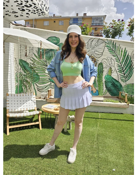 Kare Yaka Neon Yeşil Crop