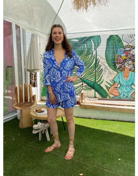 Mavi Beyaz Şortlu Takım