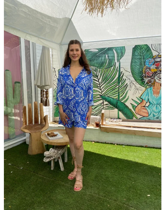 Mavi Beyaz Şortlu Takım