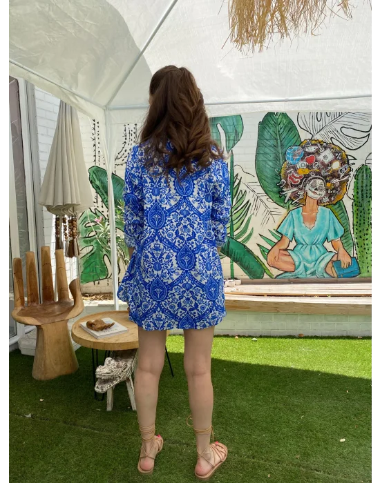 Mavi Beyaz Şortlu Takım