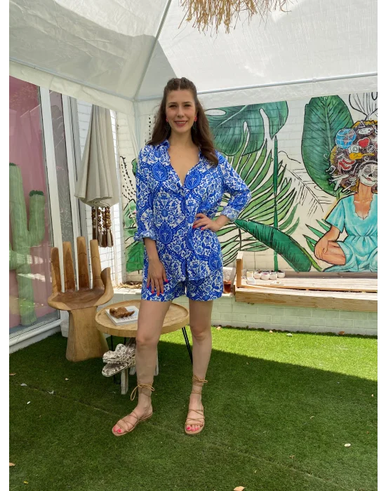 Mavi Beyaz Şortlu Takım