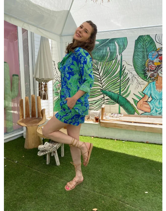 Yeşil Mavi Şortlu Takım