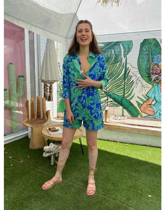 Yeşil Mavi Şortlu Takım