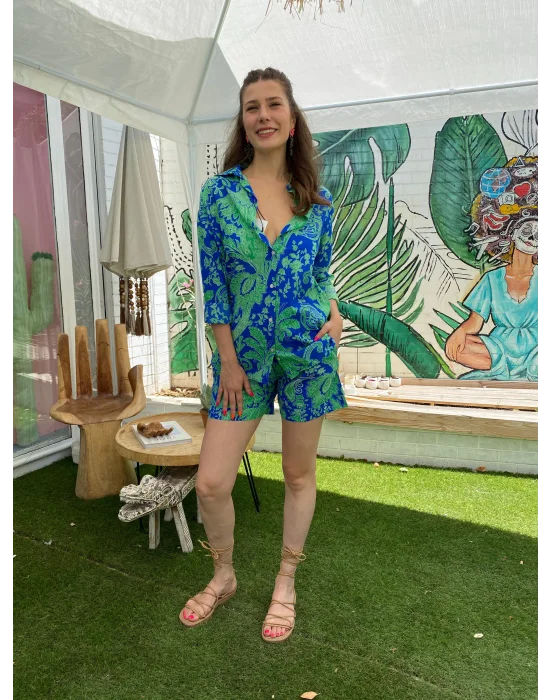 Yeşil Mavi Şortlu Takım