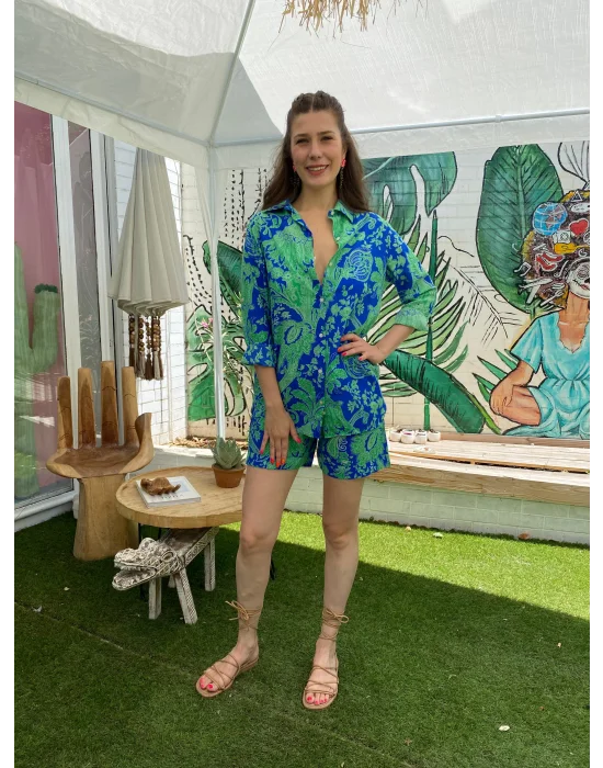 Yeşil Mavi Şortlu Takım