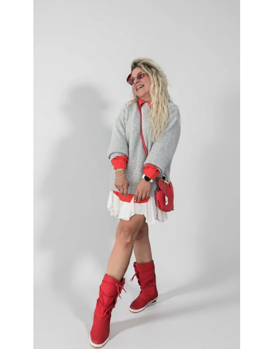 Gri Yumuş Oversize Kazak