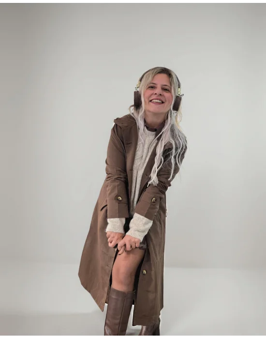 Kahve Kapşonlu Trençkot