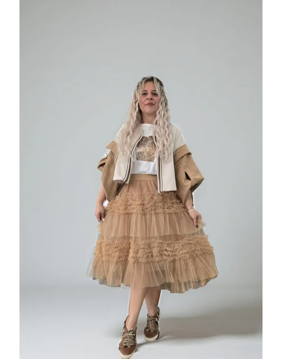 Camel Asimetrik Tütü Etek (Paris)