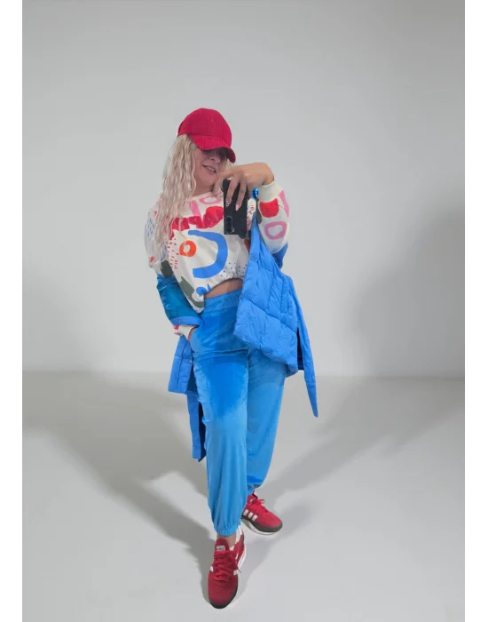 Pancar Detaylı Desenli Sweat