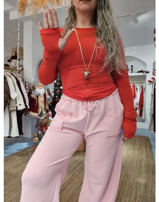 Kırmızı Parmak Geçirmeli body