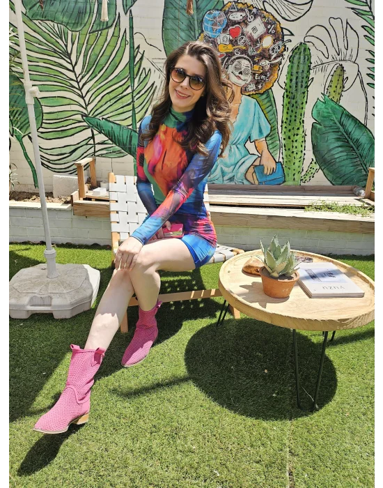 Desenli Astarlı Tül Elbise