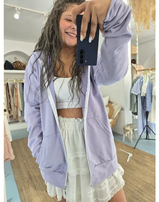 Kapşonlu Lila Sweat
