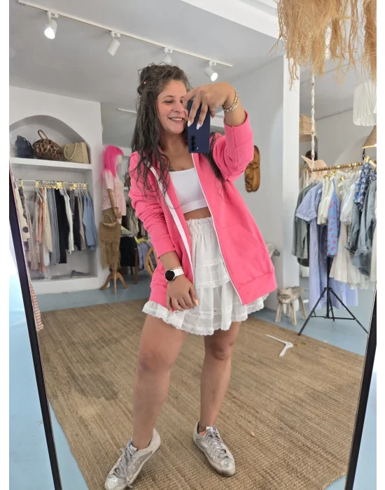 Kapşonlu Pembe Sweat