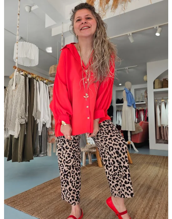 Kırmızı Oversize Gömlek