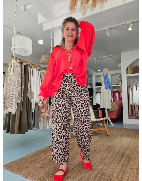 Kırmızı Oversize Gömlek