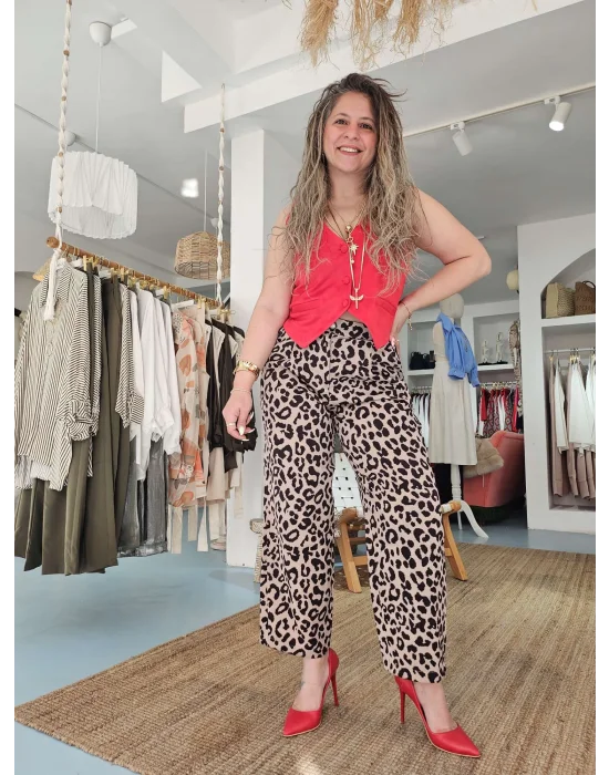 Leopar Kısa Paça Pantolon