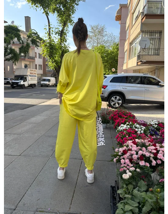 Oversize Sarı Eşofman Takımı