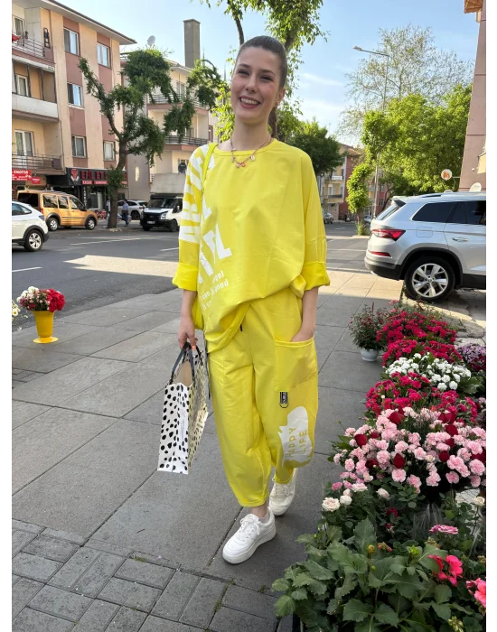 Oversize Sarı Eşofman Takımı