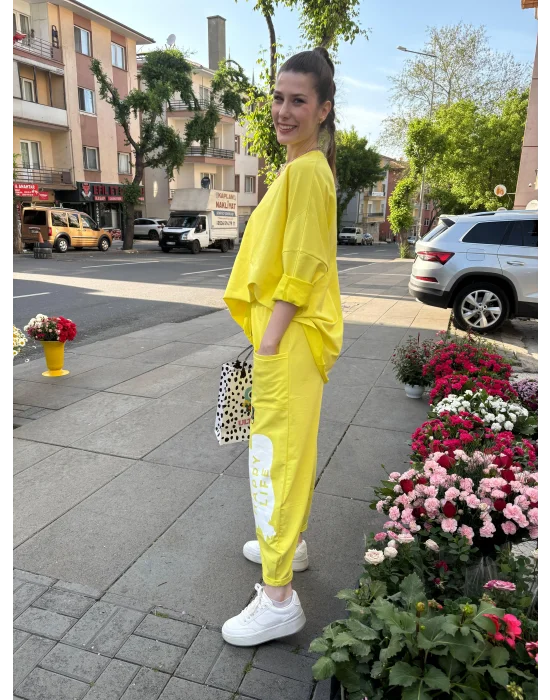 Oversize Sarı Eşofman Takımı