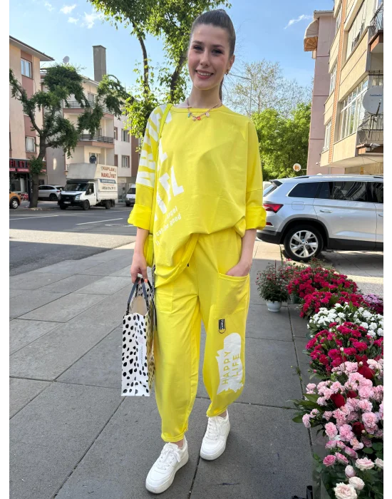 Oversize Sarı Eşofman Takımı