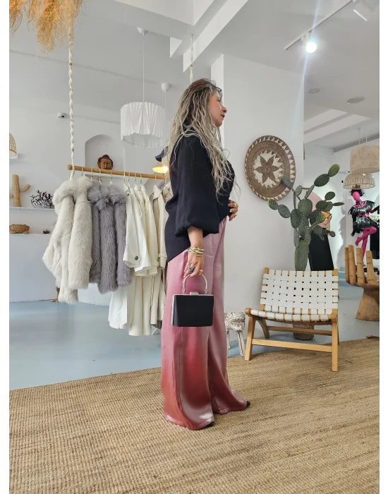 Pembe Saten Pantolon