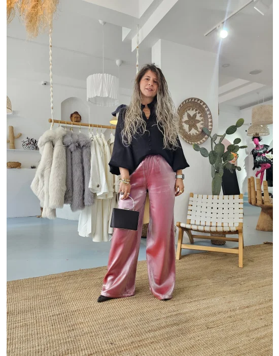 Pembe Saten Pantolon