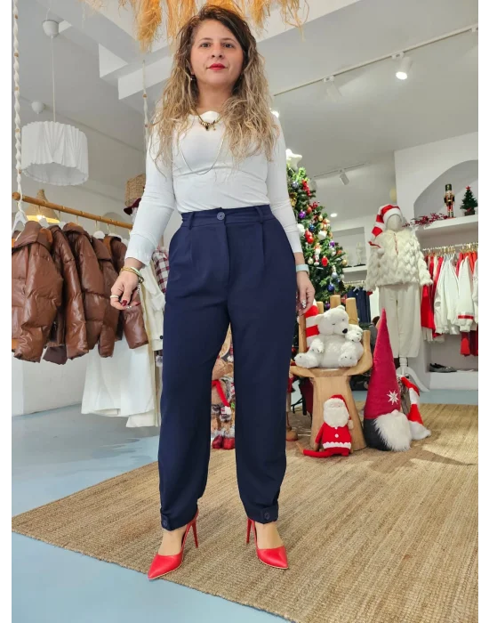 Şalvar Kesim Lacivert Kumaş Pantolon