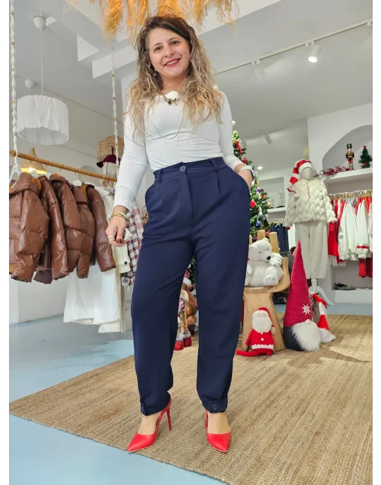 Şalvar Kesim Lacivert Kumaş Pantolon