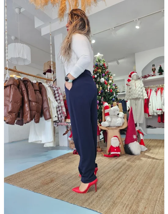 Şalvar Kesim Lacivert Kumaş Pantolon