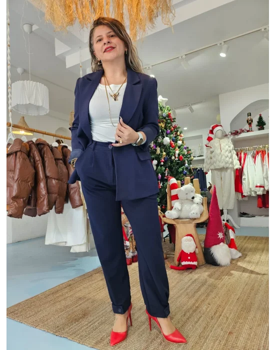 Şalvar Kesim Lacivert Kumaş Pantolon