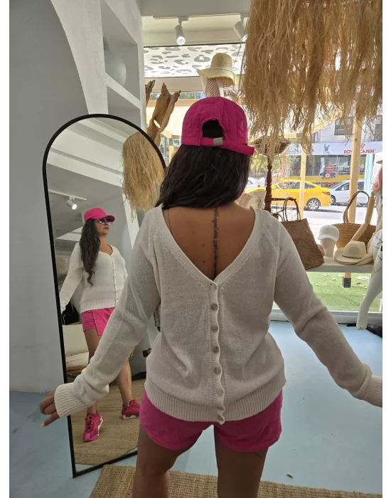 Sarı Merserize Hırka Kazak