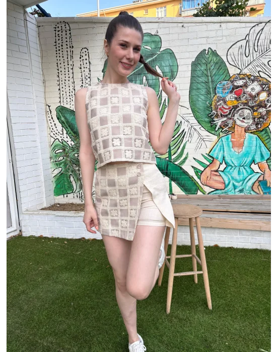 Taş Dama Desen Tığ İşi Takım