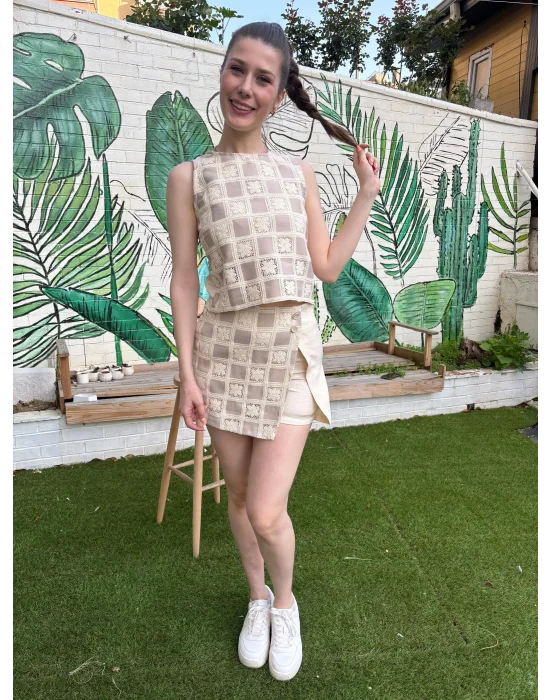 Taş Dama Desen Tığ İşi Takım