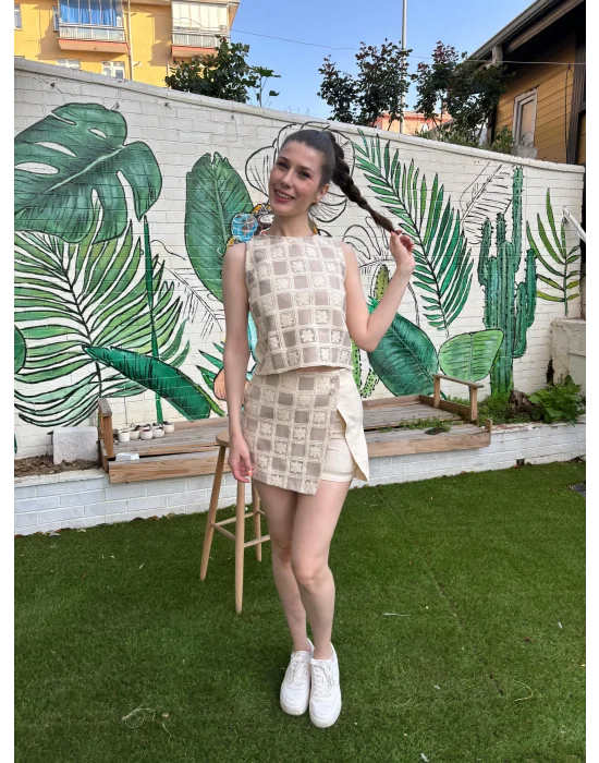 Taş Dama Desen Tığ İşi Takım