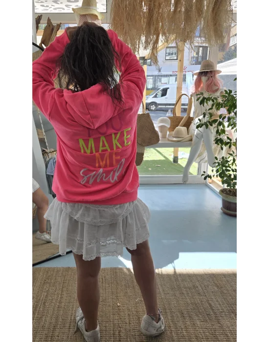 Y. Dışı Tasarım Neon PembeSweat