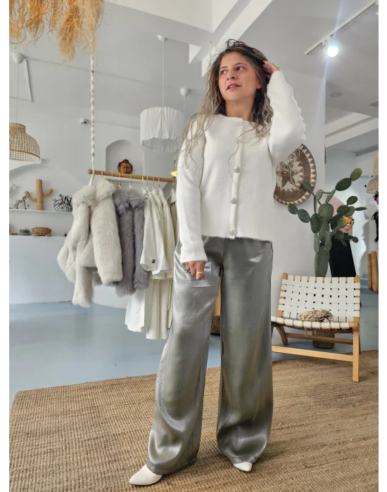 Yeşil Saten Pantolon