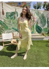 Sarı Saten Elbise