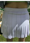 Pileli Beyaz Mini Etek