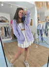 Kapşonlu Lila Sweat