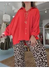 Kırmızı Oversize Gömlek