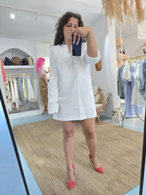 Beyaz Çankaya Elbise