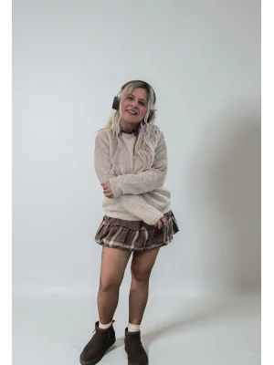 Paris Kahve Kareli Etek