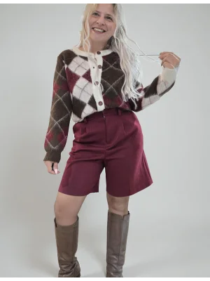 Paris Bordo Bermuda Şort