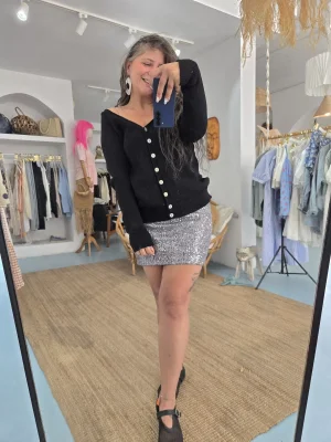 Siyah Merserize Hırka Kazak