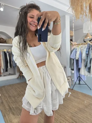 Kapşonlu Krem Sweat