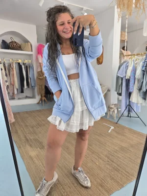 Kapşonlu Açık Mavi Sweat