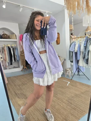 Kapşonlu Lila Sweat