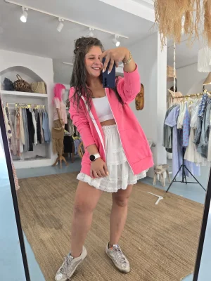 Kapşonlu Pembe Sweat