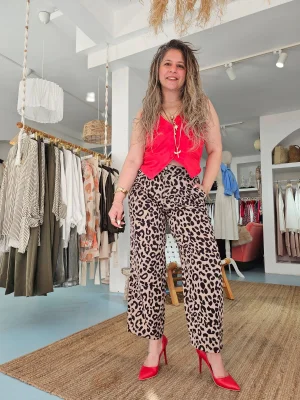 Leopar Kısa Paça Pantolon